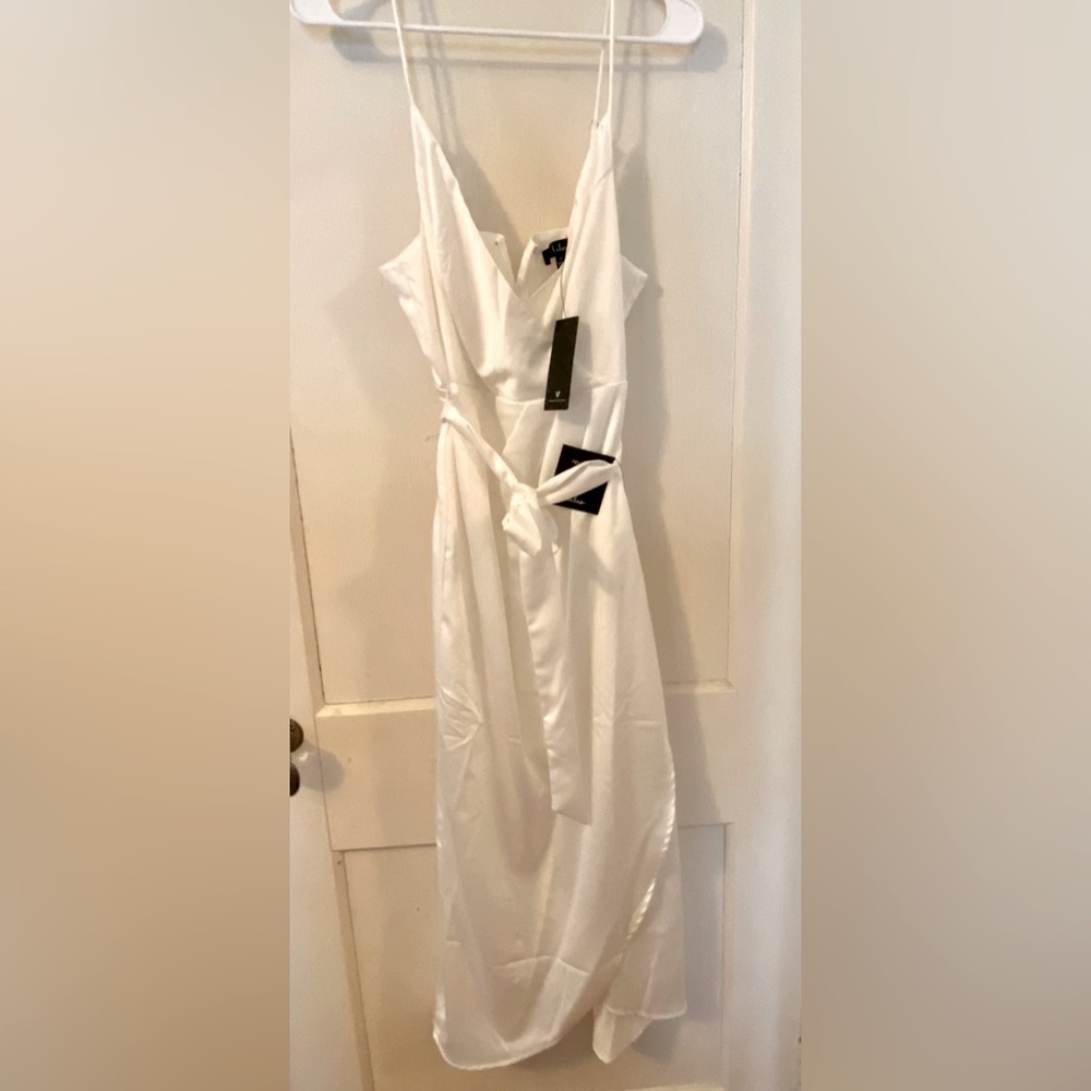Lulus, white wrap dress, medium, new with tags